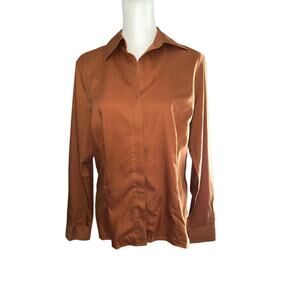 Jones New York Collection Brown Button Down Women's Top size 12
